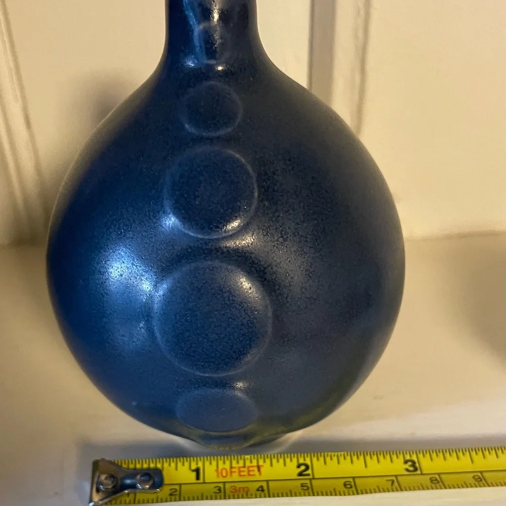Vintage Jonathan Adler Modernist Navy Blue Dot Vase- RARE